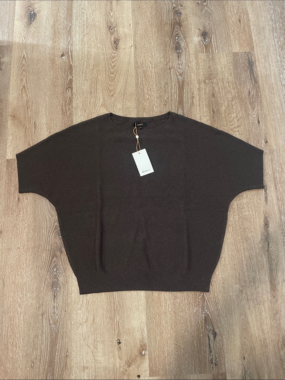 Quince Brown Short-Sleeve Knit Pullover
